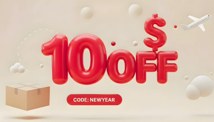 Nowy Rok, Nowe Oszczędności. $10 ZNIŻKI na przesyłki lotnicze na cały świat